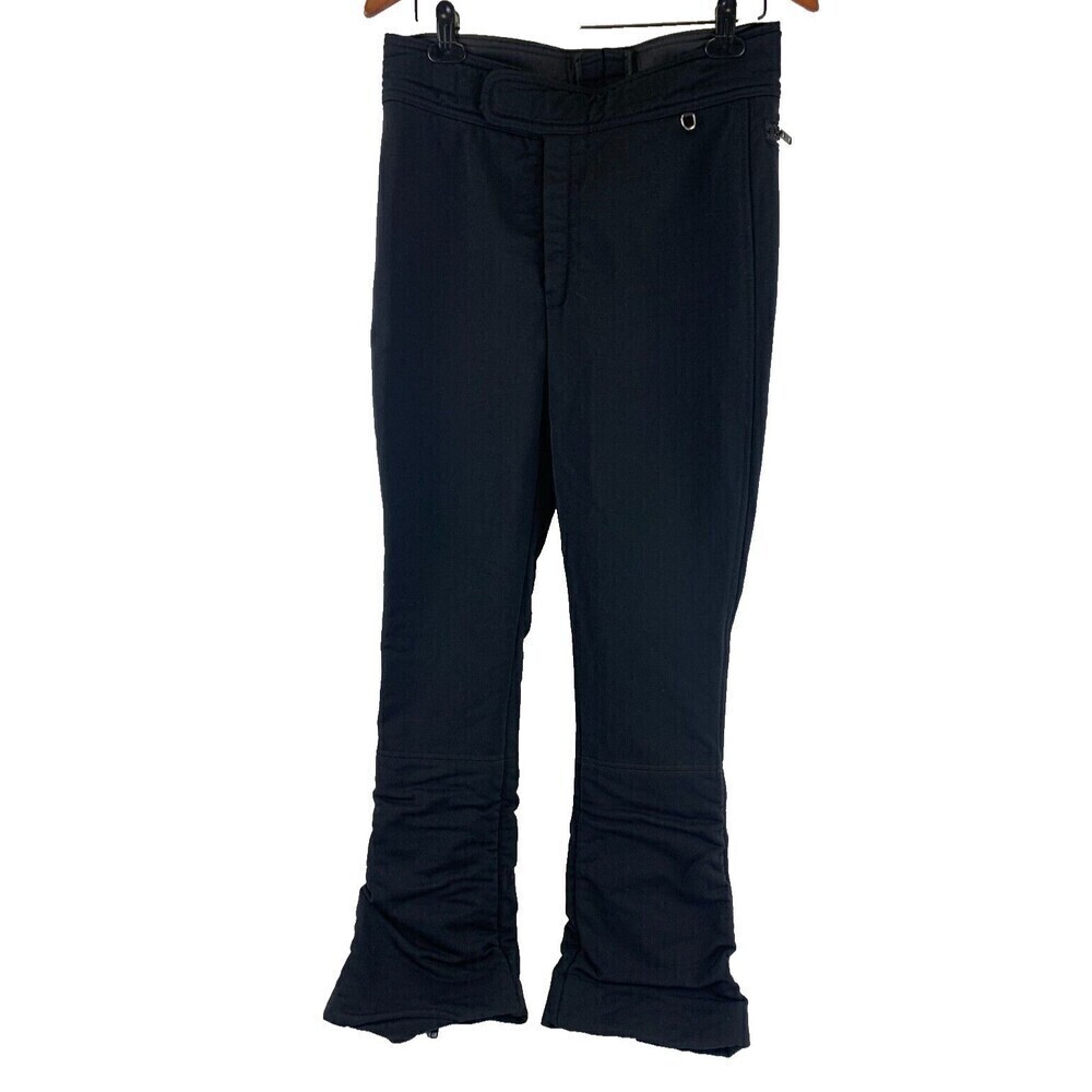 Schoeller Skifans Black Snow Pants USA Nylon Wool High Rise Zip Hem Womens 12